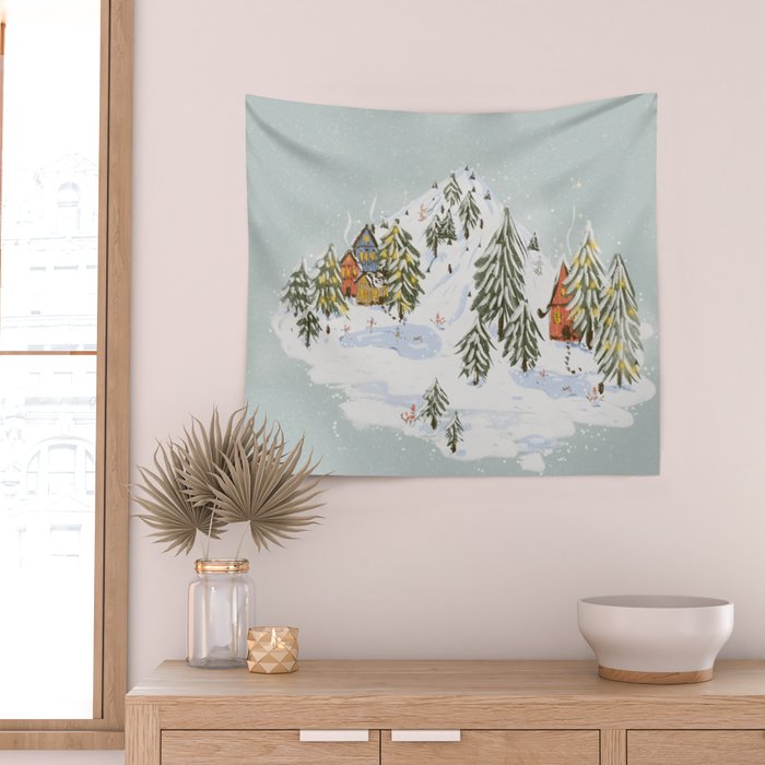 Winter wonderland illustration  Wall Tapestry Gallery Image 2