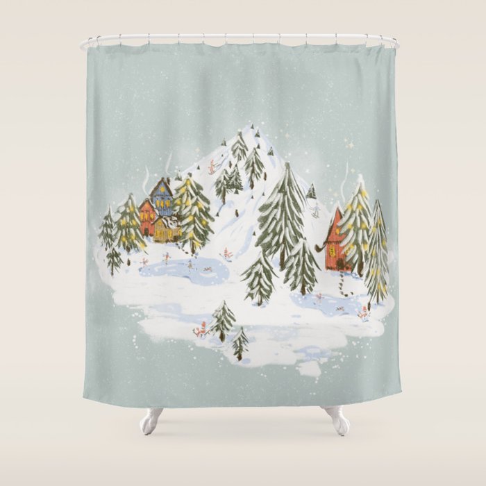 Winter wonderland illustration  Shower Curtain Gallery Image 1