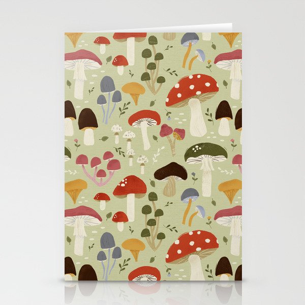 Whimsical Forest Mushrooms Pattern Stationery Card Gallery Image 1