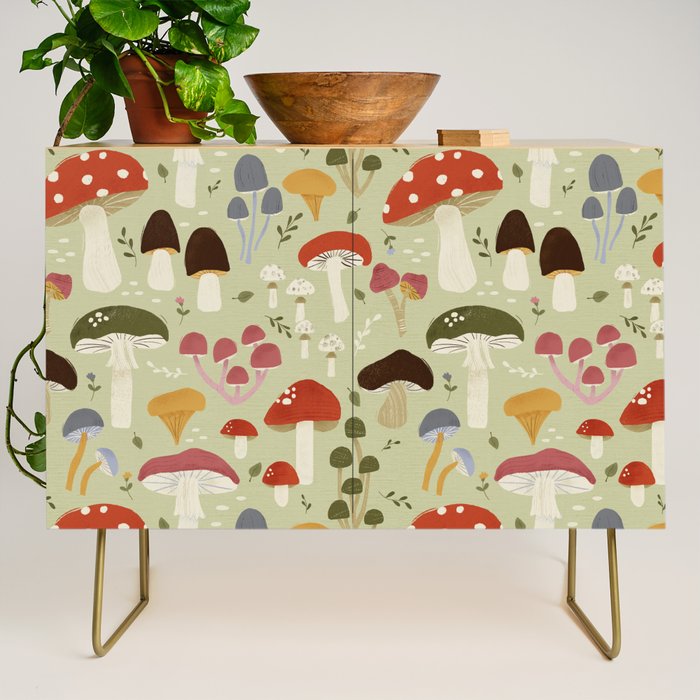 Whimsical Forest Mushrooms Pattern Credenza Gallery Image 1