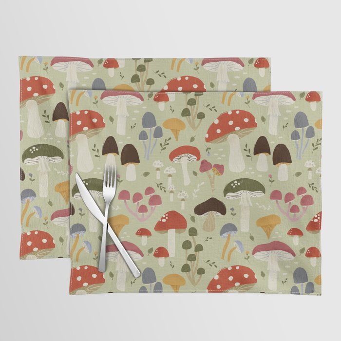 Whimsical Forest Mushrooms Pattern Placemat Gallery Image 1