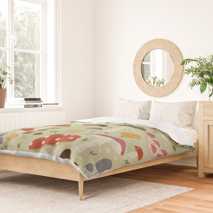 Whimsical Forest Mushrooms Pattern Duvet Cover Gallery Image 2