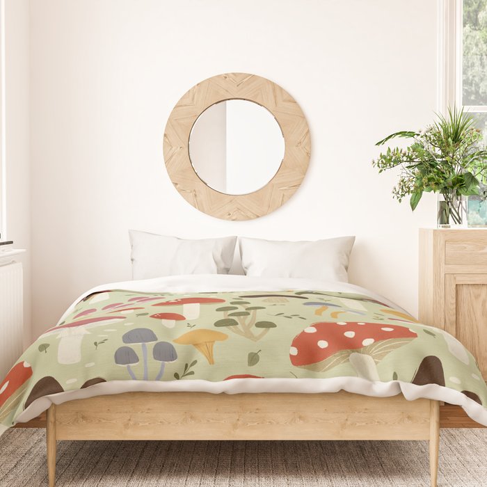 Whimsical Forest Mushrooms Pattern Duvet Cover Gallery Image 3