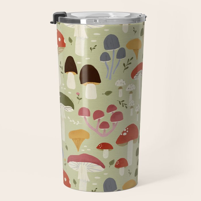 Whimsical Forest Mushrooms Pattern Travel Mug Gallery Image 3