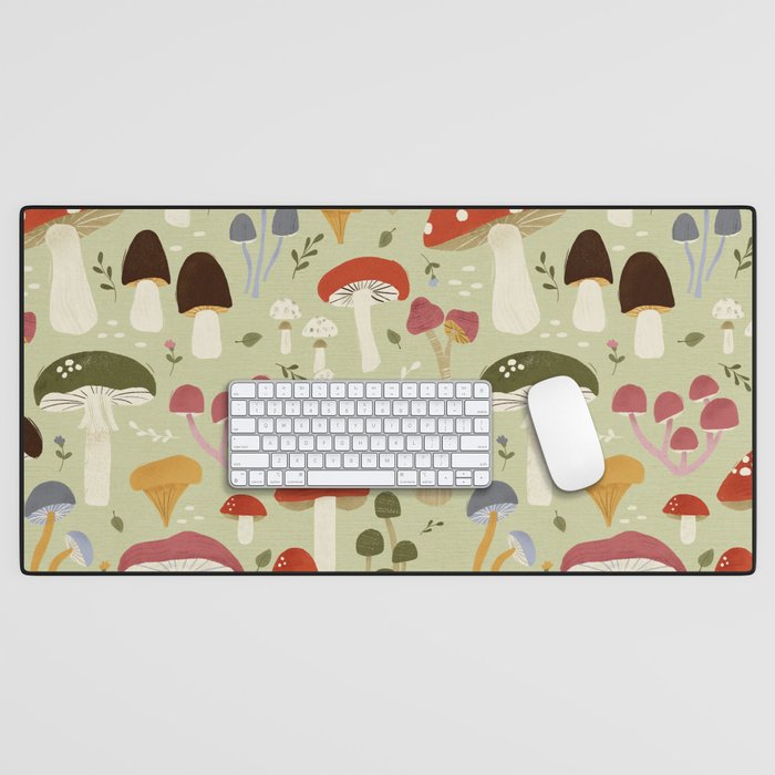 Whimsical Forest Mushrooms Pattern Desk Mat Gallery Image 1