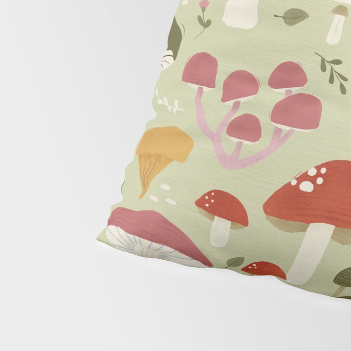 Whimsical Forest Mushrooms Pattern Pillow Sham Gallery Image 4