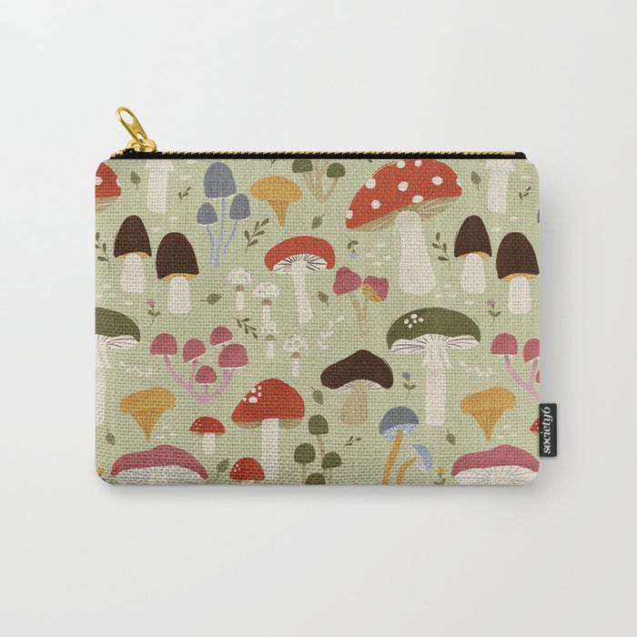 Whimsical Forest Mushrooms Pattern Carry All Pouch Gallery Image 1