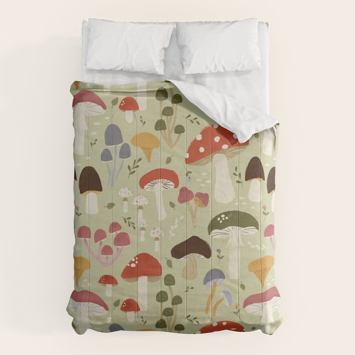 Whimsical Forest Mushrooms Pattern Comforter Gallery Image 6