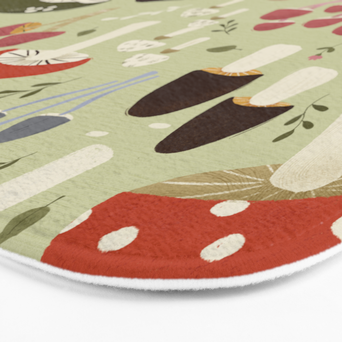 Whimsical Forest Mushrooms Pattern Bath Mat Gallery Image 3