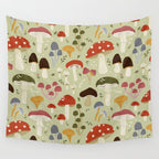 Whimsical Forest Mushrooms Pattern Wall Tapestry Gallery Image 4