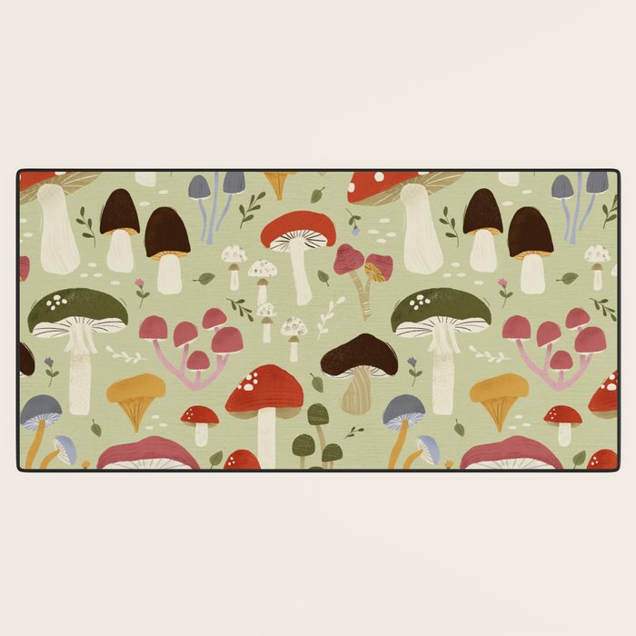Whimsical Forest Mushrooms Pattern Desk Mat Gallery Image 3
