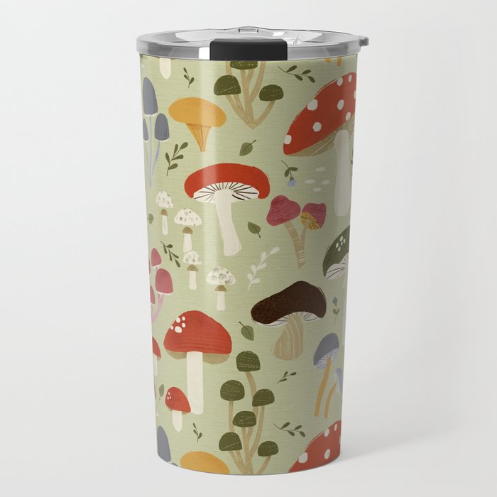 Whimsical Forest Mushrooms Pattern Travel Mug Gallery Image 1