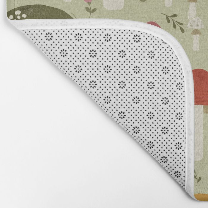 Whimsical Forest Mushrooms Pattern Bath Mat Gallery Image 2