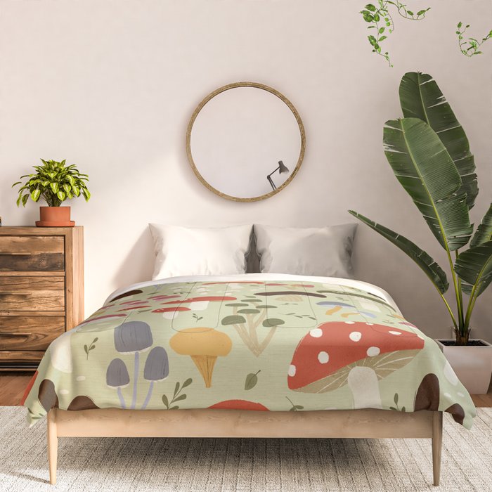 Whimsical Forest Mushrooms Pattern Comforter Gallery Image 3