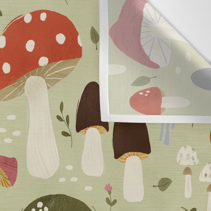 Whimsical Forest Mushrooms Pattern Wall Tapestry Gallery Image 3