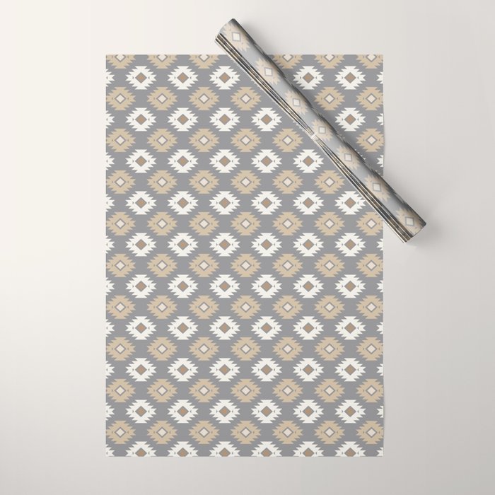 Geometric Aztec - Neutral Brown and Gray Wrapping Paper Gallery Image 1
