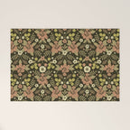 Sage, Dark Green, Peach & Cream Floral Pattern Welcome Mat Gallery Image 1