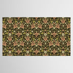 Sage, Dark Green, Peach & Cream Floral Pattern Tablecloth Gallery Image 2