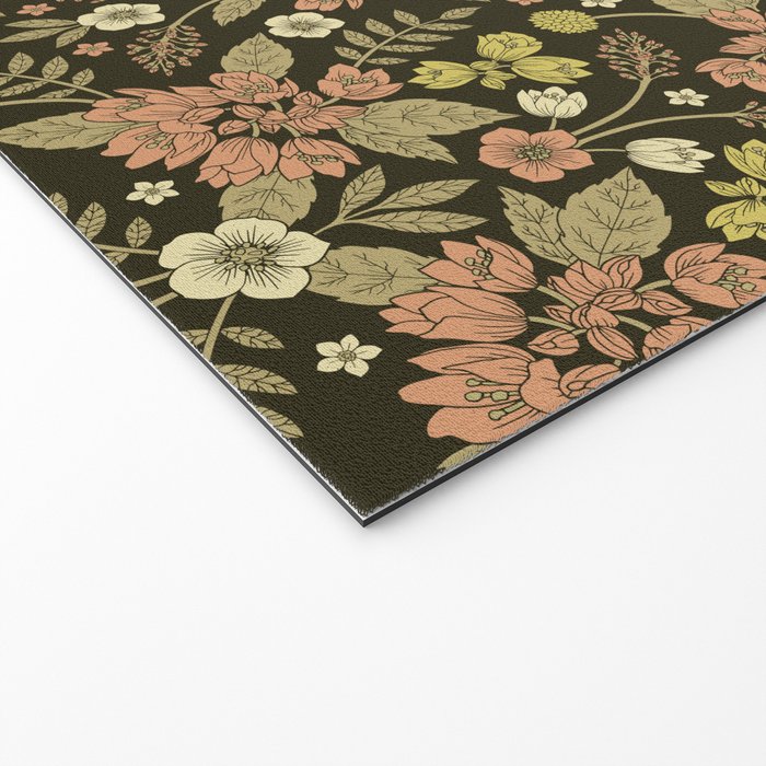 Sage, Dark Green, Peach & Cream Floral Pattern Welcome Mat Gallery Image 2