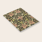 Sage, Dark Green, Peach & Cream Floral Pattern Notebook Gallery Image 3