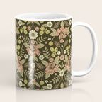 Sage, Dark Green, Peach & Cream Floral Pattern Coffee Mug Gallery Image 1