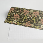 Sage, Dark Green, Peach & Cream Floral Pattern Wrapping Paper Gallery Image 2