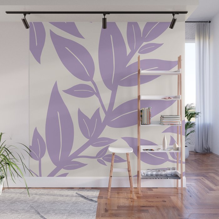 Purple Leaves Botanical Wall Mural Gallery Image 1