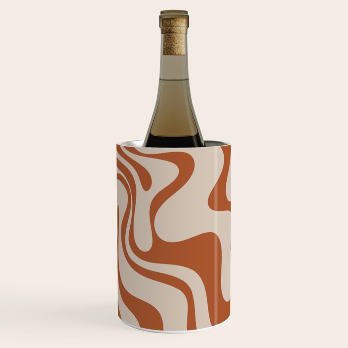 Liquid Swirl Abstract Pattern in Clay and Putty Wine Chiller Gallery Image 2
