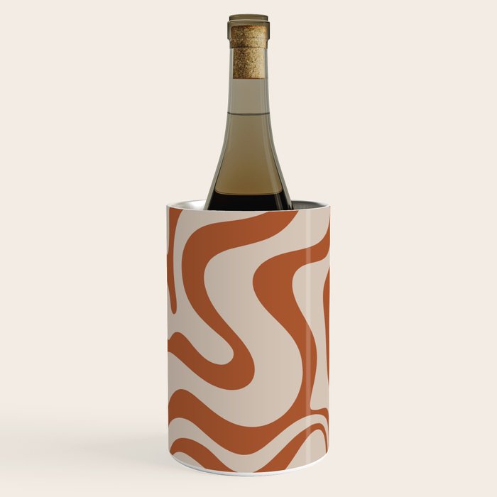 Liquid Swirl Abstract Pattern in Clay and Putty Wine Chiller Gallery Image 3
