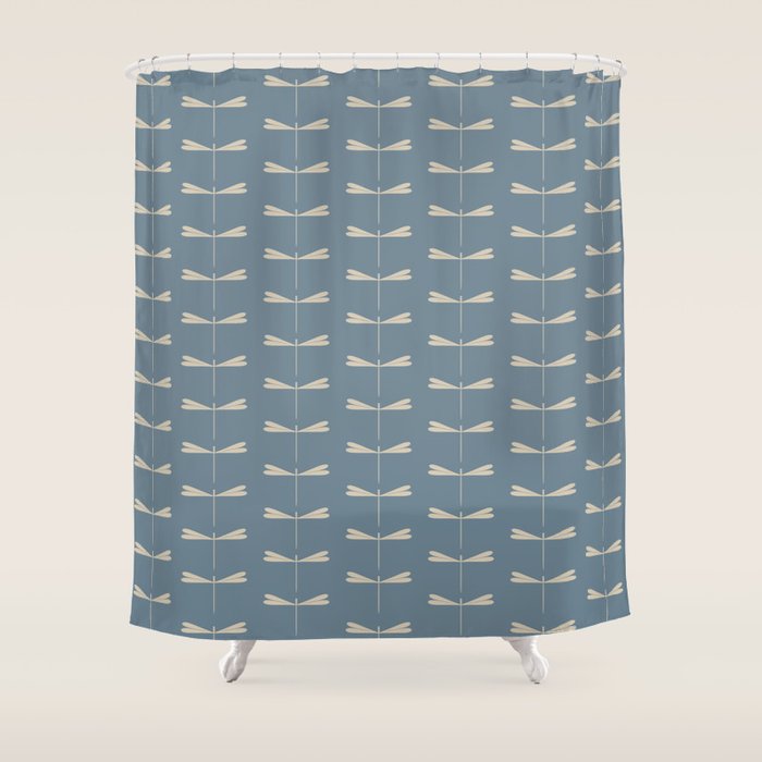Dragonfly Pattern I Blue Shower Curtain Gallery Image 1