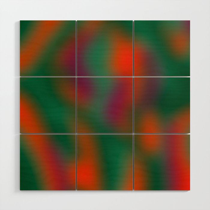 Green and Red Gradient Textured artwork Wood Wall Art Gallery Image 1