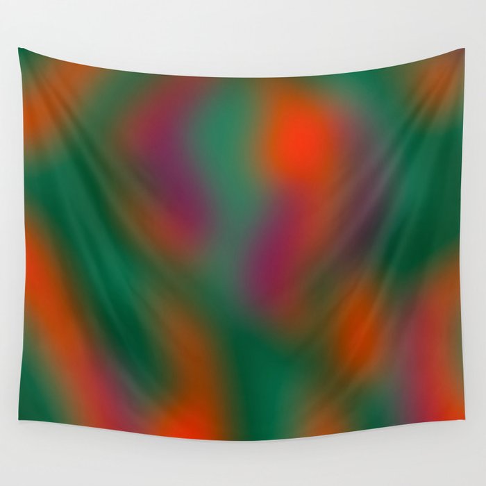 Green and Red Gradient Textured artwork Wall Tapestry Gallery Image 1