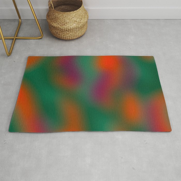 Green and Red Gradient Textured artwork Rug Gallery Image 1