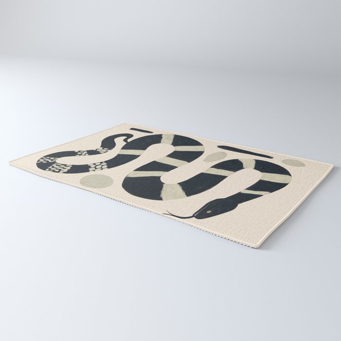 Black and White Snake Rug Gallery Image 3