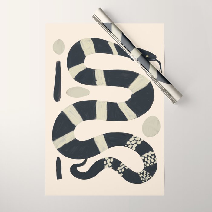 Black and White Snake Wrapping Paper Gallery Image 1