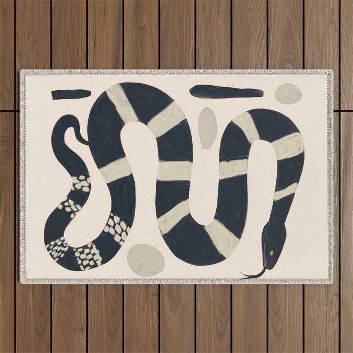 Black and White Snake Outdoor Rug Gallery Image 1