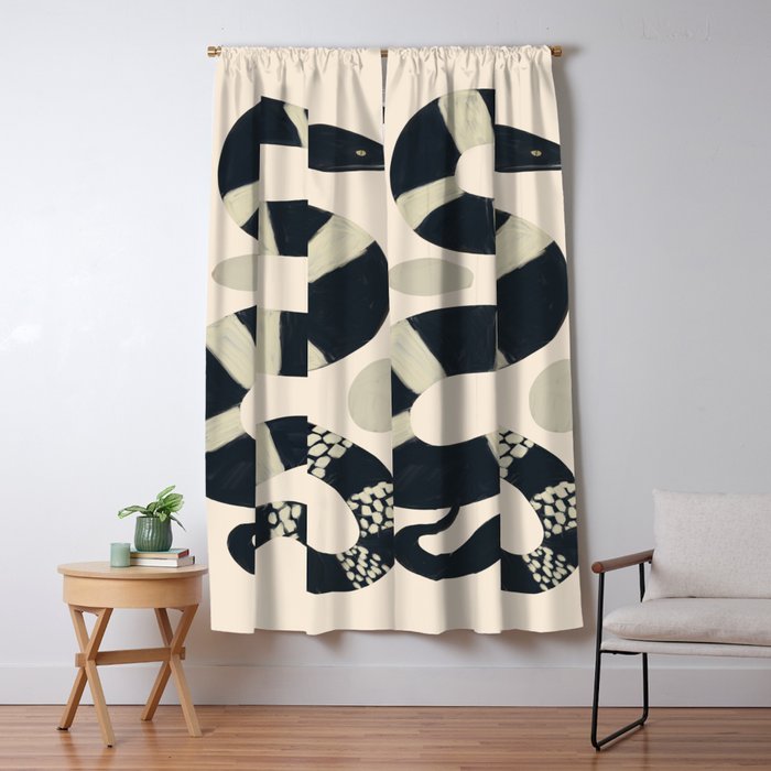 Black and White Snake Window Curtain Gallery Image 5