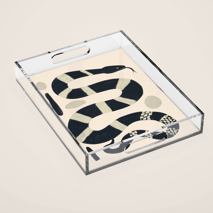 Black and White Snake Acrylic Tray Gallery Image 1