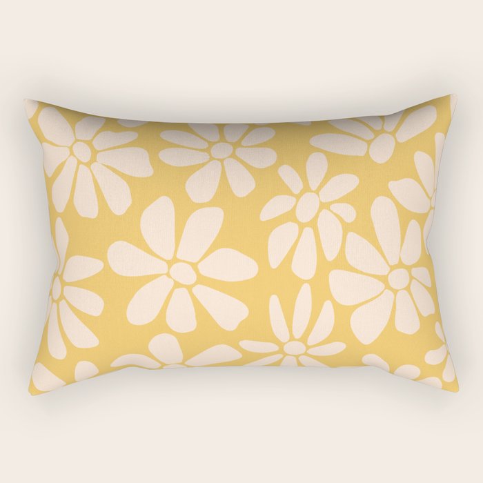 Retro Floral - Earthy colors - yellow mostard Rectangular Pillow Gallery Image 2