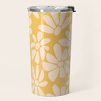 Retro Floral - Earthy colors - yellow mostard Travel Mug Gallery Image 2