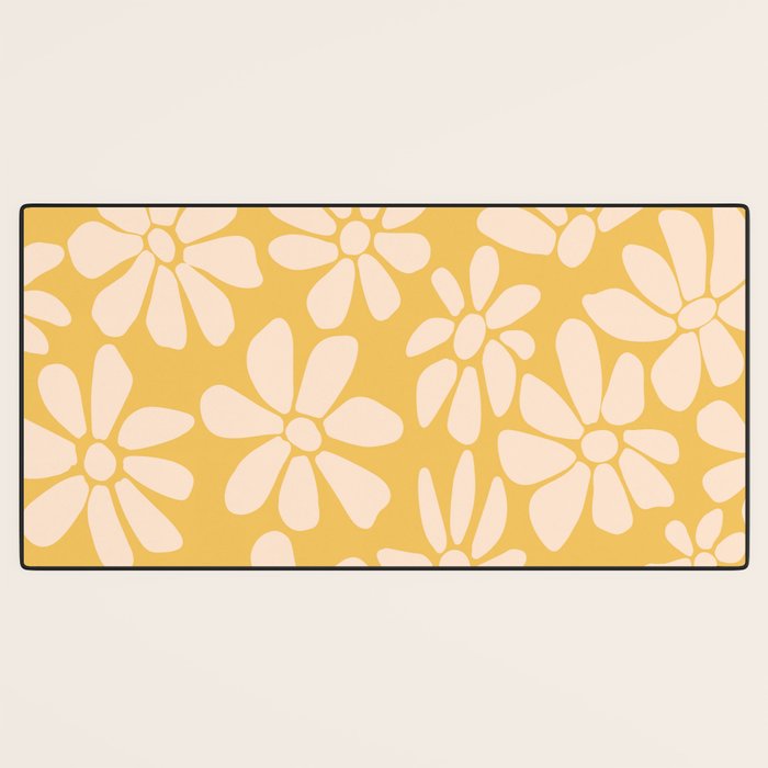 Retro Floral - Earthy colors - yellow mostard Desk Mat Gallery Image 3