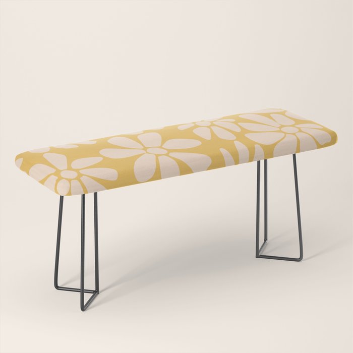 Retro Floral - Earthy colors - yellow mostard Bench Gallery Image 1