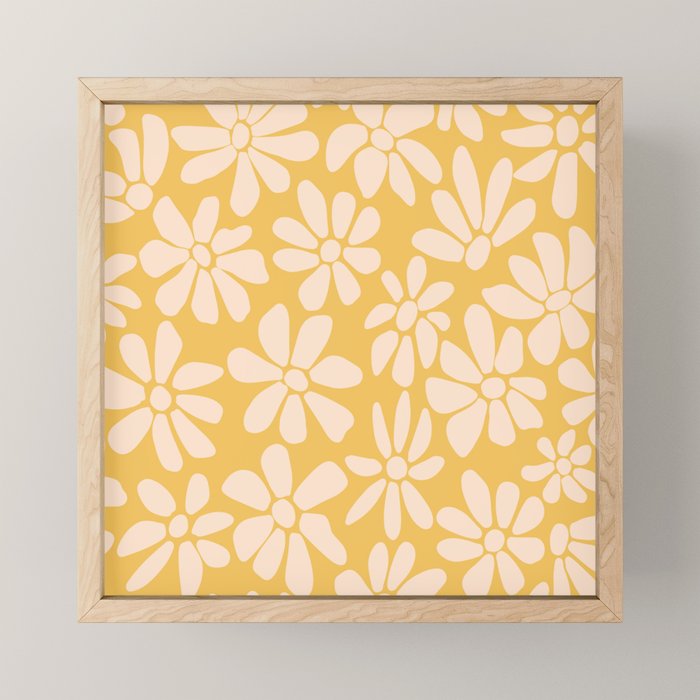 Retro Floral - Earthy colors - yellow mostard Mini Art Print Gallery Image 1