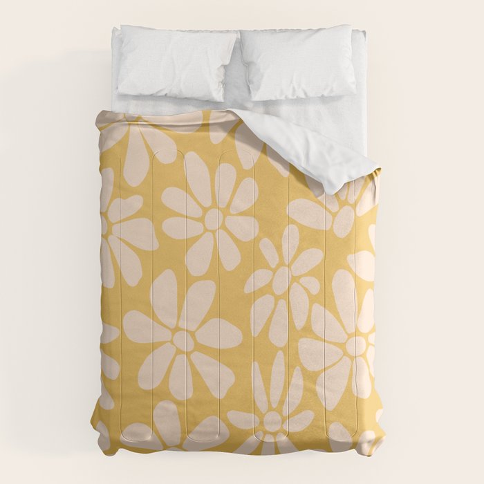 Retro Floral - Earthy colors - yellow mostard Comforter Gallery Image 6
