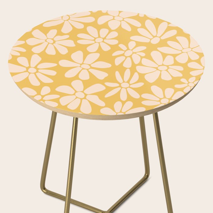 Retro Floral - Earthy colors - yellow mostard Side Table Gallery Image 2