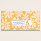 Retro Floral - Earthy colors - yellow mostard Desk Mat Gallery Image 1