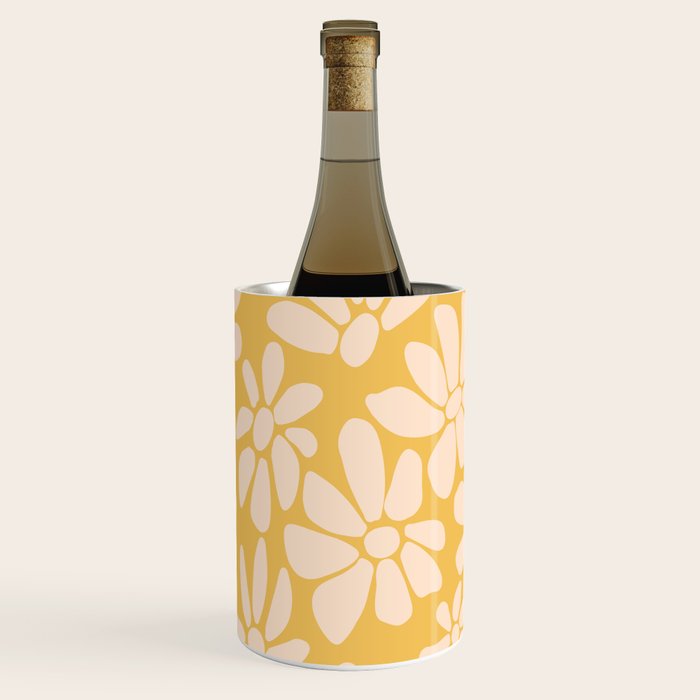 Retro Floral - Earthy colors - yellow mostard Wine Chiller Gallery Image 3
