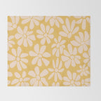 Retro Floral - Earthy colors - yellow mostard Throw Blanket Gallery Image 2