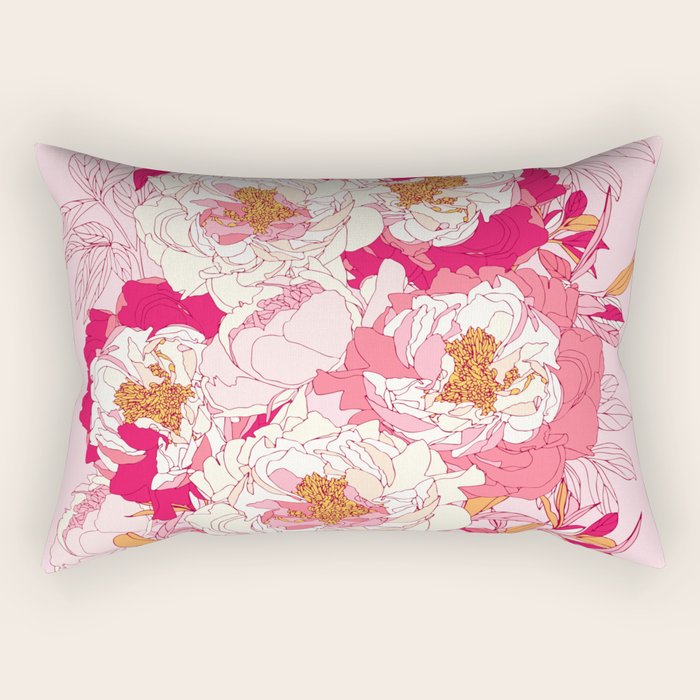 Pink flowers of peonies Rectangular Pillow Gallery Image 2