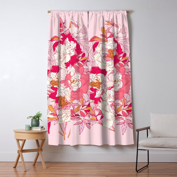 Pink flowers of peonies Window Curtain Gallery Image 1